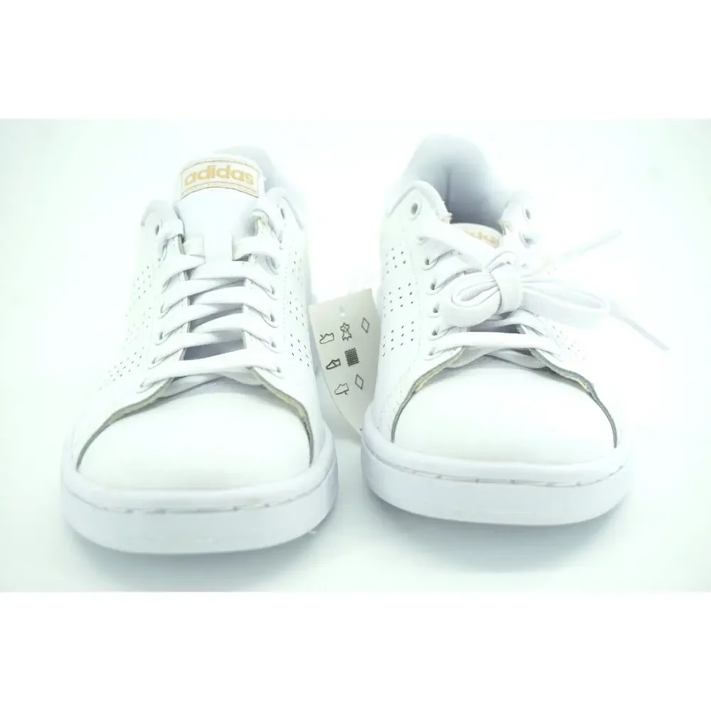 Adidas Women Avantage White Leather Lace-Up Sneaker Size 6.5 striped